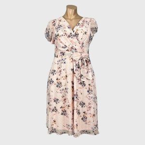 DKNY Floral Wrap Midi Dress